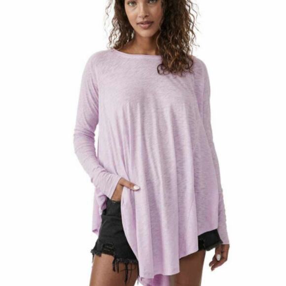 Free People We The Free Aria Trapeze Hem Oversized Semi-Sheer Long Sleeve Tee - Picture 2 of 16